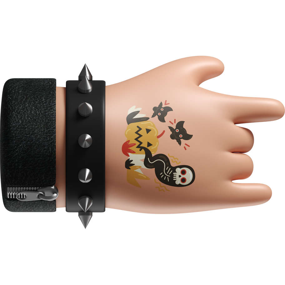 3d cute rockstar hand